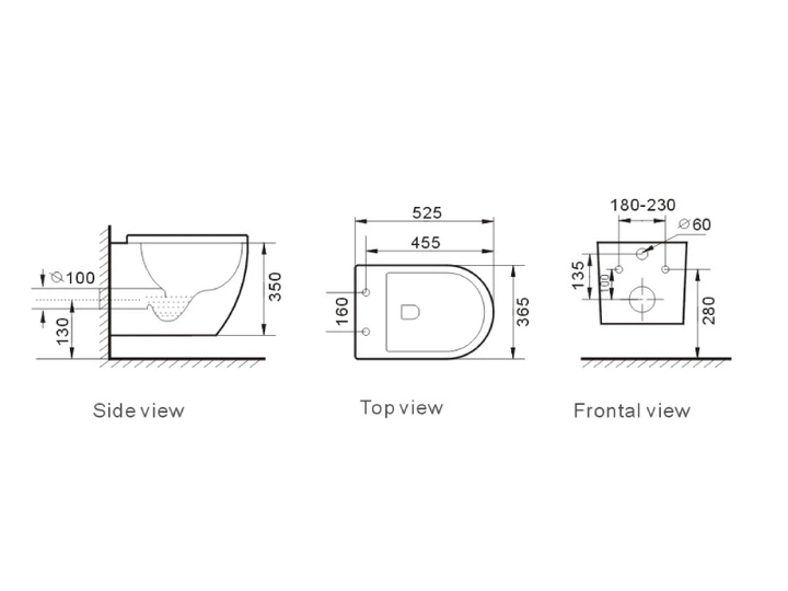 Чаша подвесного унитаза Rimless с сиденьем NEWARC черный матовый Modern 3823B-M - изображение 2