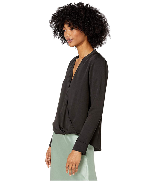 Блузка BCBG Max Azria Wrap Hem Long Sleeve Woven Top Black, XS (10415200) 