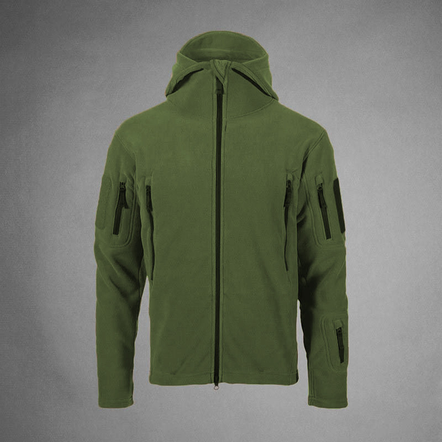Куртка тактическая LikeS флисовая с капюшоном XL Оливковая ( 6599) - изображение 1
