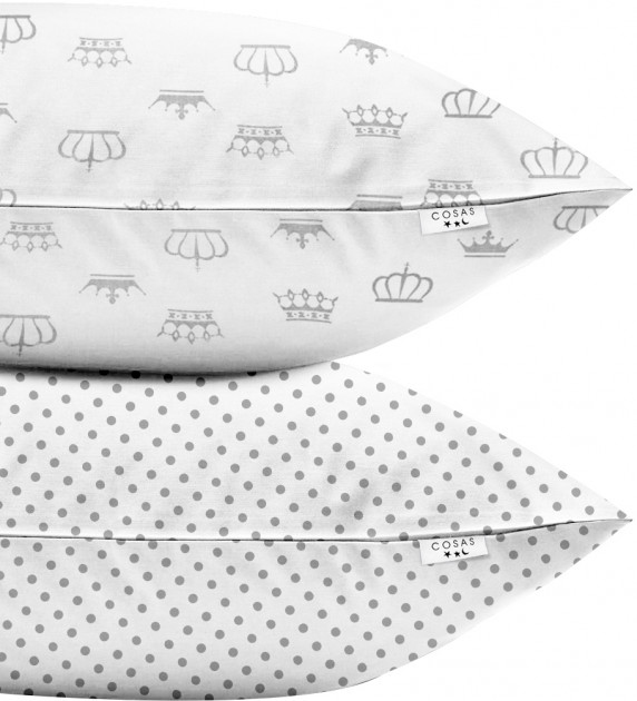 Акция на Набір наволочок Cosas Бязь Set Pillow Crown Dots 40х60 см 2 шт. Grey от Rozetka