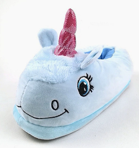 Домашние тапочки игрушки ЕДИНОРОГ голубые с задником теплые Размер 38 ...