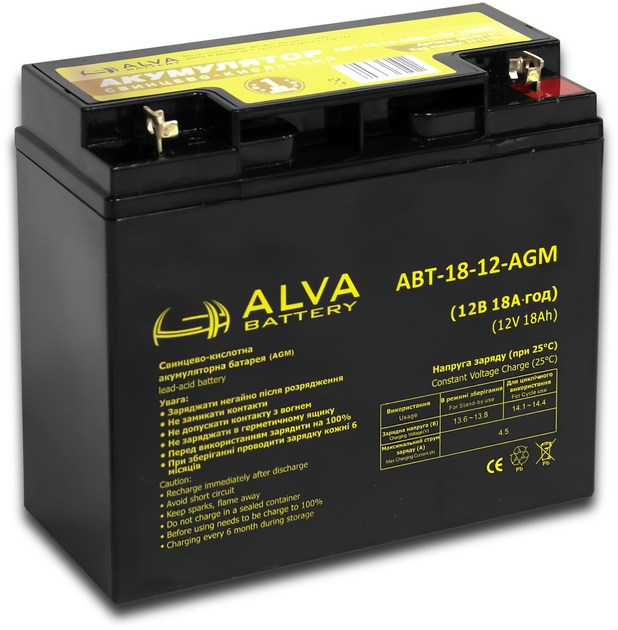 Акумуляторна батарея ALVA АВТ-12-18-AGM 12 V 18 Ah (2111156) - зображення 3