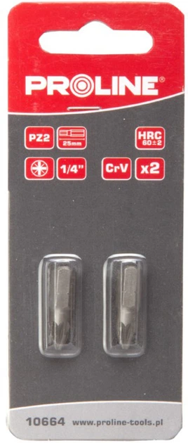 Набор бит Proline CRV крестообразная 1/4\" РZ1 x 50 мм (2 шт) (10666 ...