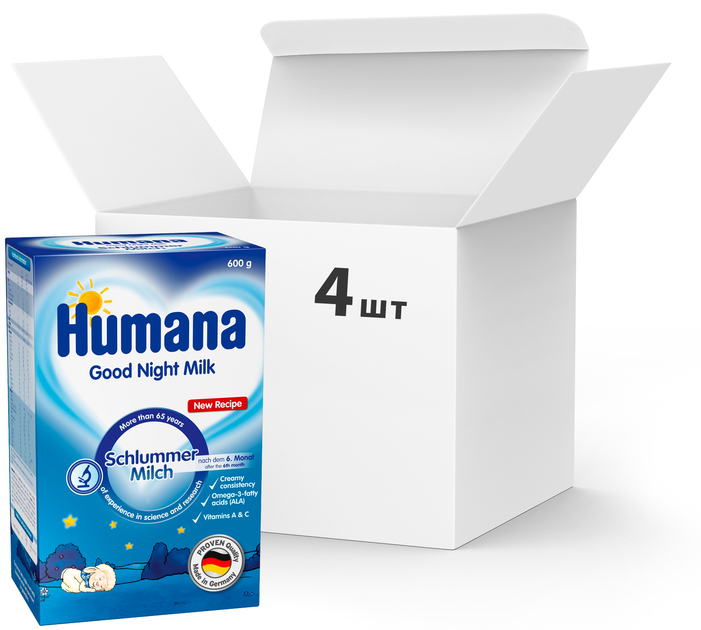 Упаковка дитячої суміші Humana молочної сухої Солодкі сни 600 г х 4 шт.  (4031244000552) – фото, відгуки, характеристики в інтернет-магазині ROZETKA