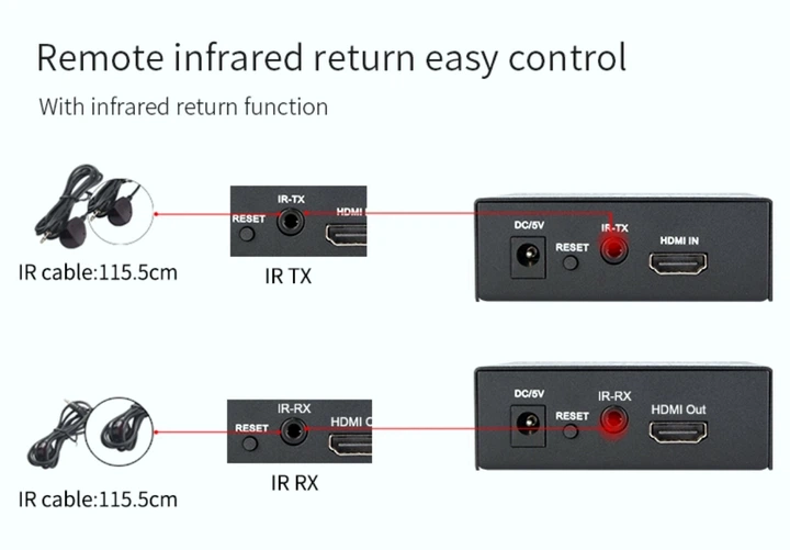 Удлинитель HDMI видео сигнала по UTP кабелю TCP / IP по одной витой паре передатчик преобразователь HDMI Extender 120M rj45 по локальной сети CAT5e ( AY40 ) - Фото 8 Удлинитель HDMI видео сигнала по UTP кабелю TCP / IP по одной витой паре передатчик преобразователь HDMI Extender 120M rj45 по локальной сети CAT5e ( AY40 ) - изображение 8