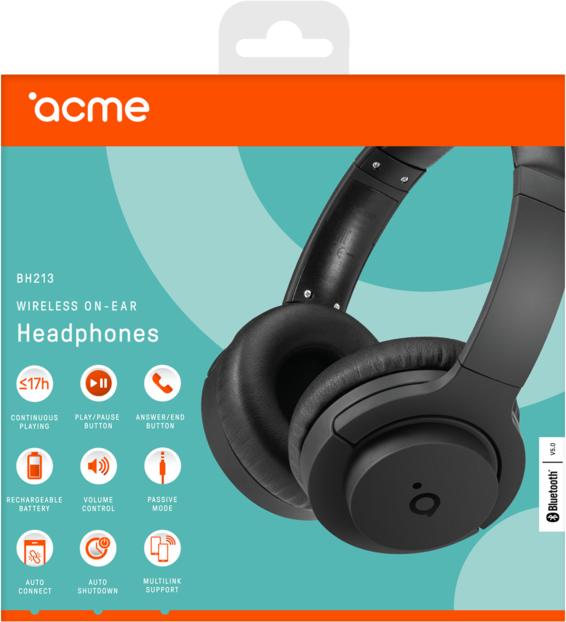 Наушники Acme BH213 Wireless On-Ear Headphones (4770070881095) - Фото 7 Наушники Acme BH213 Wireless On-Ear Headphones (4770070881095) - изображение 7
