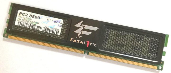Игровая оперативная память OCZ Fatal1ty DDR2 2Gb 1066MHz PC2 8500U CL6 (OCZ2F10664GK) Б/У - зображення 1