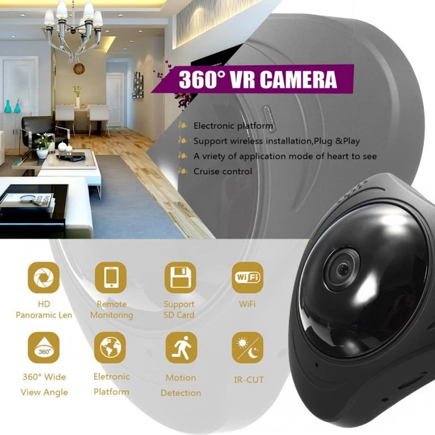 3D панорамна IP-камера CAD 3630 відеоспостереження 360 градусів WI-FI Full HD - зображення 14