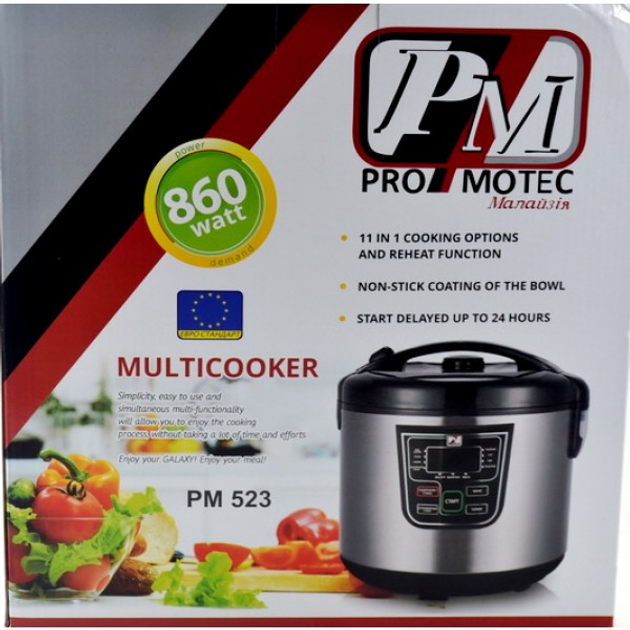 Мультиварка Promotec PM-523 на 5 литров, 11 программ 860W Белая (TA77DE) - изображение 3