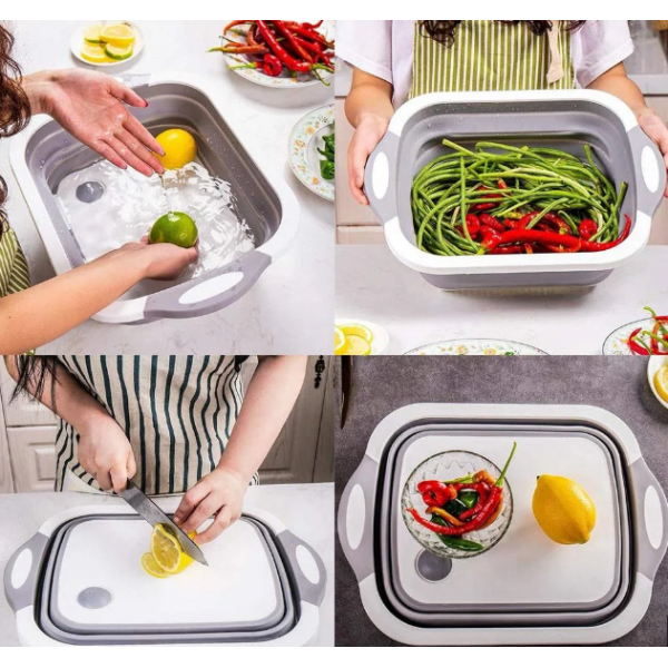 Доска-миска разделочная складная универсальная KitchenCraft Бело-серая - изображение 3
