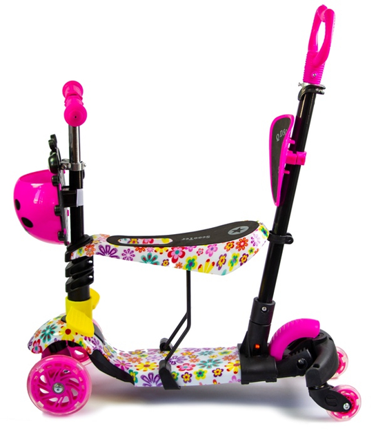 Детский самокат Scooter Божья коровка 5 в 1 Flowers с родительской ...
