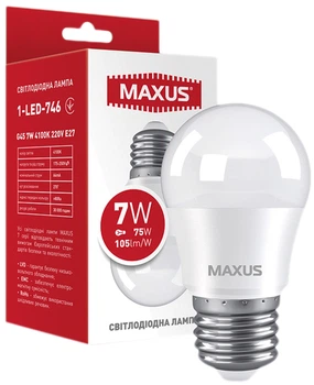 Лампа світлодіодна MAXUS G45 7 Вт 4100 K 220 В E27 (1-LED-746)