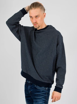 Темно-синій вільний світшот з тонкими білими смужками ASOS ASJ280820-24 S (83665S) Синій