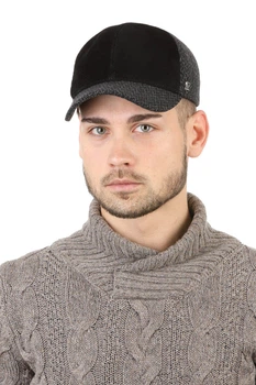 Бейсболка серая из ткани с замшей 60 Shlyapka (SC47672)