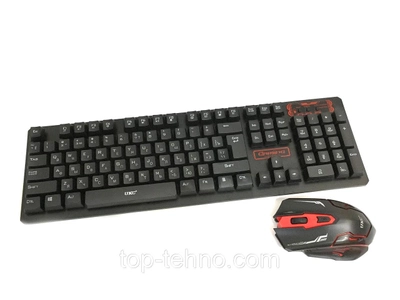 Русская беспроводная клавиатура + мышка с адаптером Best keyboard HK6500 Чёрный с красным (44512)