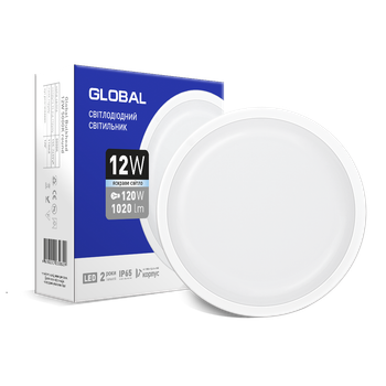 Светильник антивандальный LED GLOBAL 12W 5000K (IP65) для ЖКХ (1-GBH-1250-C )