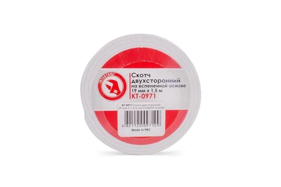 Скотч двосторонній Intertool 19 мм х 1.5 м спінена (KT-0971)