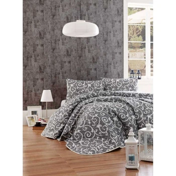 Покрывало стеганное с наволочками Eponj Home B&W - Merle siyah черный 200*220