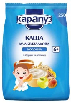 Молочная каша Карапуз Мультизлаковая с яблоком и персиком, 250 г (093771)