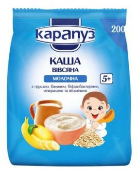 Молочная каша Карапуз Овсяная с грушей, бананом и бифидобактериями, 200 г (093750)