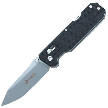 Нож складной Ganzo G735 (длина: 205мм, лезвие: 86мм, сатин), черный