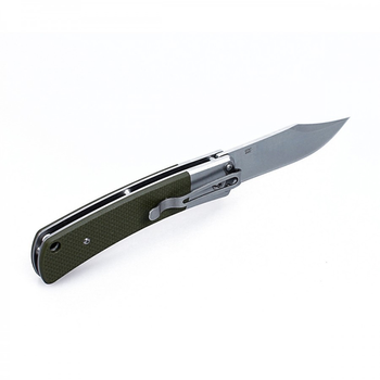 Нож складной Ganzo G7472 (длина: 210мм, лезвие: 92мм, сатин), зеленый