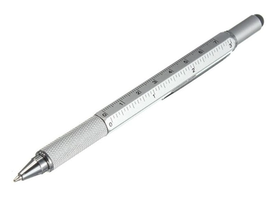Шариковая ручка Genkky С отверткой, стилусом, линейкой и уровнем Черное чернило Серебряный (1004-446-11)