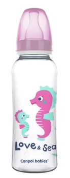 Бутылка с узким отверстием 250 мл рисунком LOVE&SEA Canpol Babies Розовая (5903407594002)