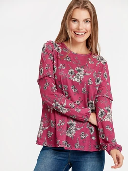 Женская кофта LC Waikiki с цветочным принтом L Розовая (LCW Woman -1602-0)
