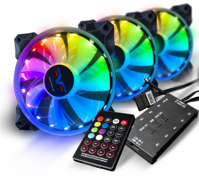 Набор RGB-вентиляторов + Fun hub + ДУ Frime Iris Space KIT (18LED); 3 шт 120х120х25мм