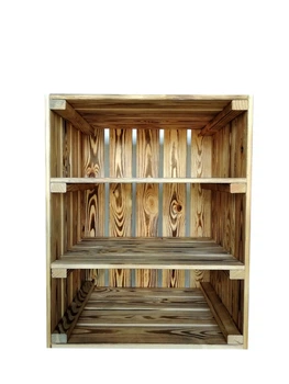 Ящик деревянный обожженный для хранения с 2 полками ECO WoodBox (ДхШхВ:50*40*32см)
