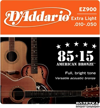 Струны для акустических гитар DAddario EZ900 Bronze 85/15 Extra Light (10-50)