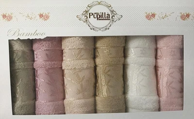 Набір кухонних рушників Pupilla бамбук 30х50 см зелене, сиреневе, бежеве, кавове, молочне, рожеве (568403)
