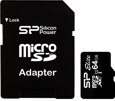 Карта памяти Silicon Power microSDXC 64 GB Class 10 UHS-I Elite + ad (SP064GBSTXBU1V10SP)
