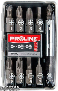 Набор бит Proline CRV 1/4" c магнитным переходником (10 шт) (10700)