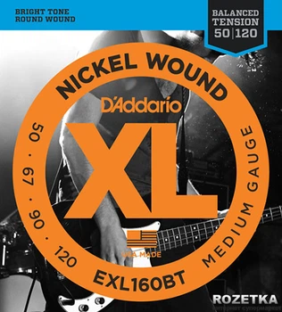 Струны для бас-гитар D'Addario EXL160BT Nickel Bass XL Medium 4-String (50-120)