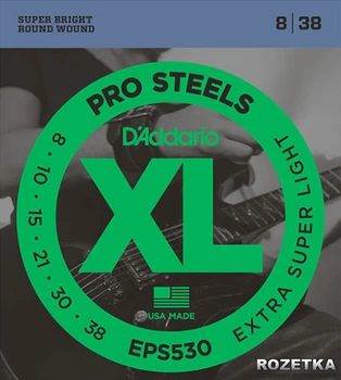 Струни для електрогітар D'Addario EPS530 XL ProSteels Extra Super Light (8-38)