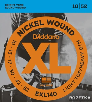 Струни для електрогітар D'Addario EXL140 Nickel XL Light Top/Heavy Bottom (10-52)