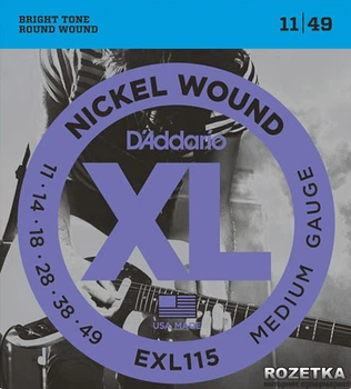 Струны для электрогитар D'Addario EXL115 Nickel XL Blues/Jazz Rock (11-49)