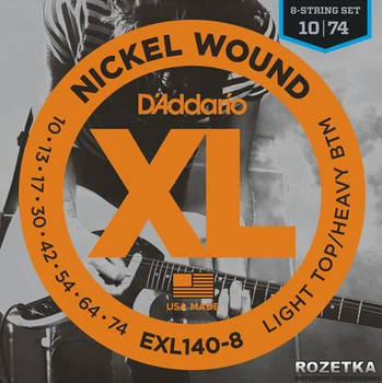Струны для электрогитар D'Addario EXL140-8 Nickel XL Light Top/Heavy Bottom 8-Strings (10-74)