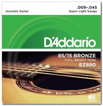 Струни для акустичних гітар D'Addario EZ890 85/15 Bronze Super Light (9-45)