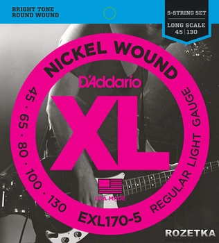 Струны для бас-гитар D'Addario EXL170-5 Nickel Bass XL Medium 5-String (45-130)