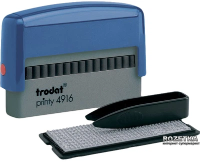 Штамп самонабірний Trodat T Printy 4916 70х10 мм 2 рядки Укр+Рос Синій корпус (4916 Текст/2/Ukr)