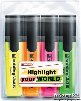 Набор текстовых маркеров 4 шт Edding Highlighter 2 - 5 мм Цветные (e-345/4/SE)