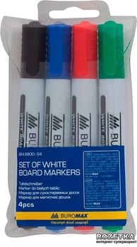 Набор маркеров Buromax для сухостираемых досок 2-4 мм 4 шт (BM.8800-94)