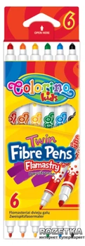 Фломастеры Colorino Fibre Pens двухсторонние 6 цветов 6 шт (13437PTR/1)