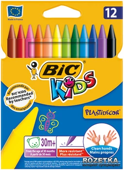 Карандаши восковые BIC Plastidecor 12 цветов (829770/920299)