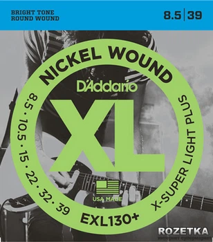 Струны для электрогитар D'Addario EXL130+ XL Nickel Wound Extra-Super Light Plus (8.5-39)