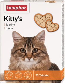 Кормовая добавка Beaphar Kittys +Taurine +Biotine с биотином и таурином для кошек 75 таб (12509) (8711231125098)
