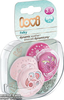 Пустушка силіконова Lovi Folky Динамічна 3- 6 міс 2 шт (22/842girl)
